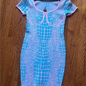 Fashion Nova Blue and Pink Sweater Mini Dress